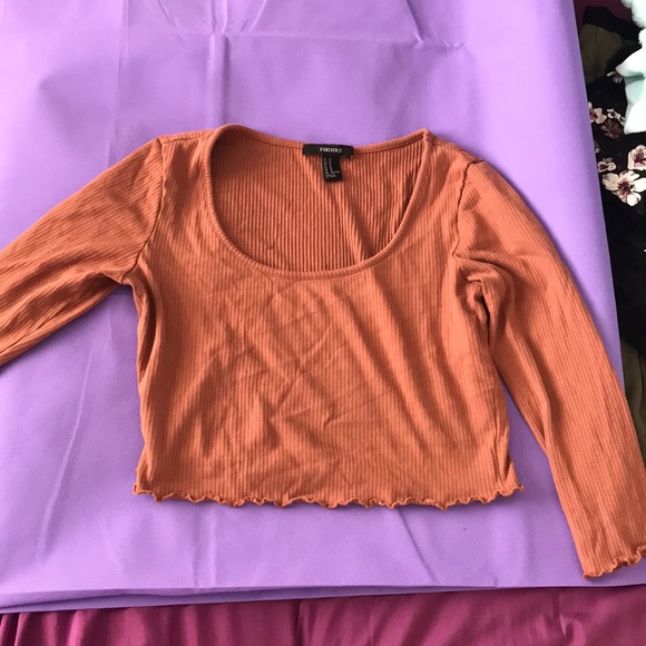 Light brown long sleeve crop top - Picture 1 of 1